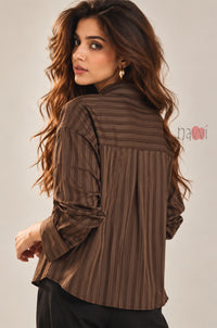Mocha Vertical Lines Shirt