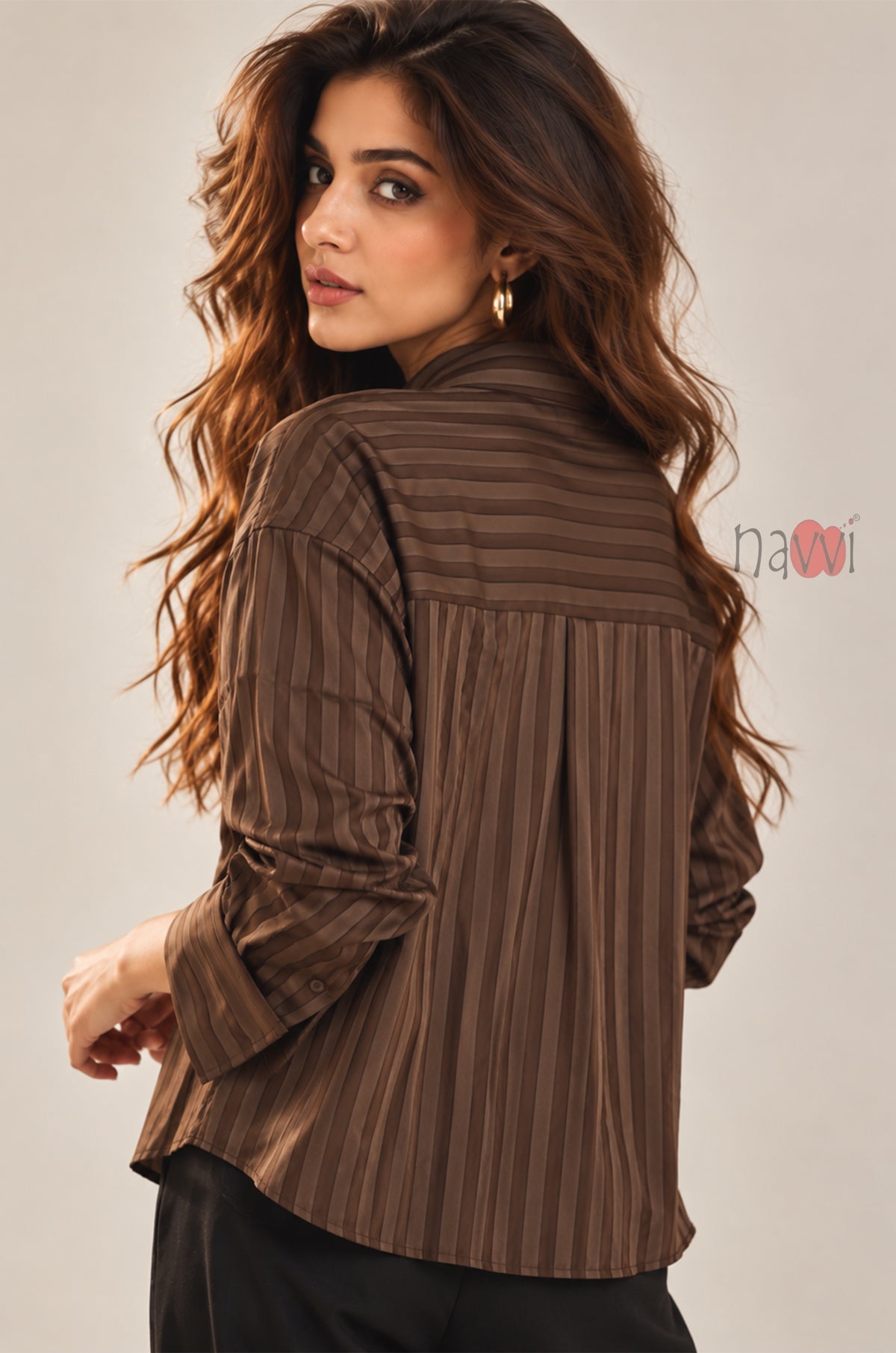 Mocha Vertical Lines Shirt