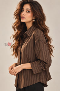 Mocha Vertical Lines Shirt