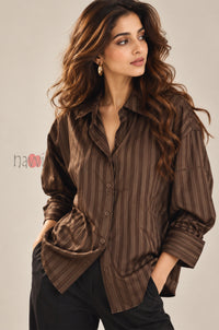 Mocha Vertical Lines Shirt