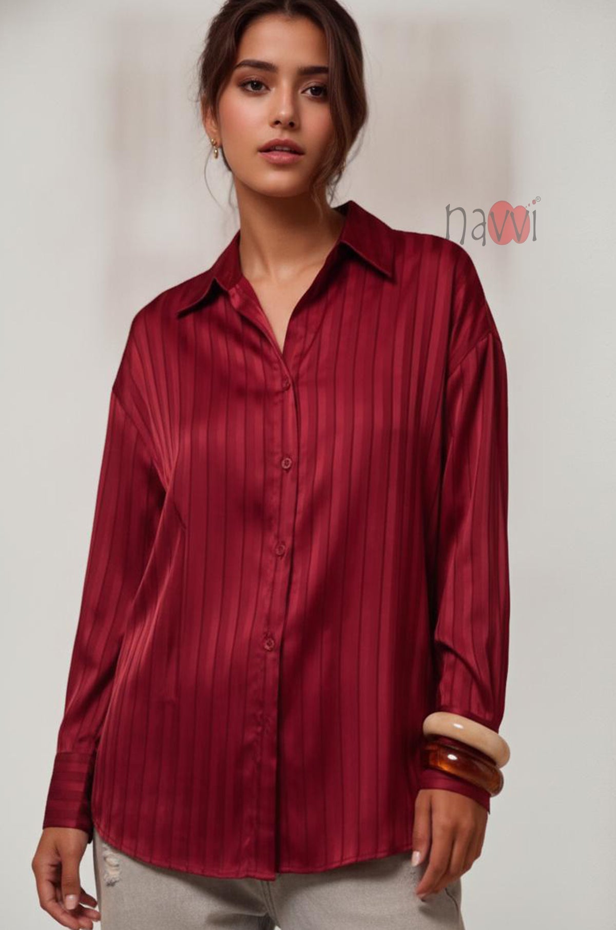 Satin Vertical Striped Shirt