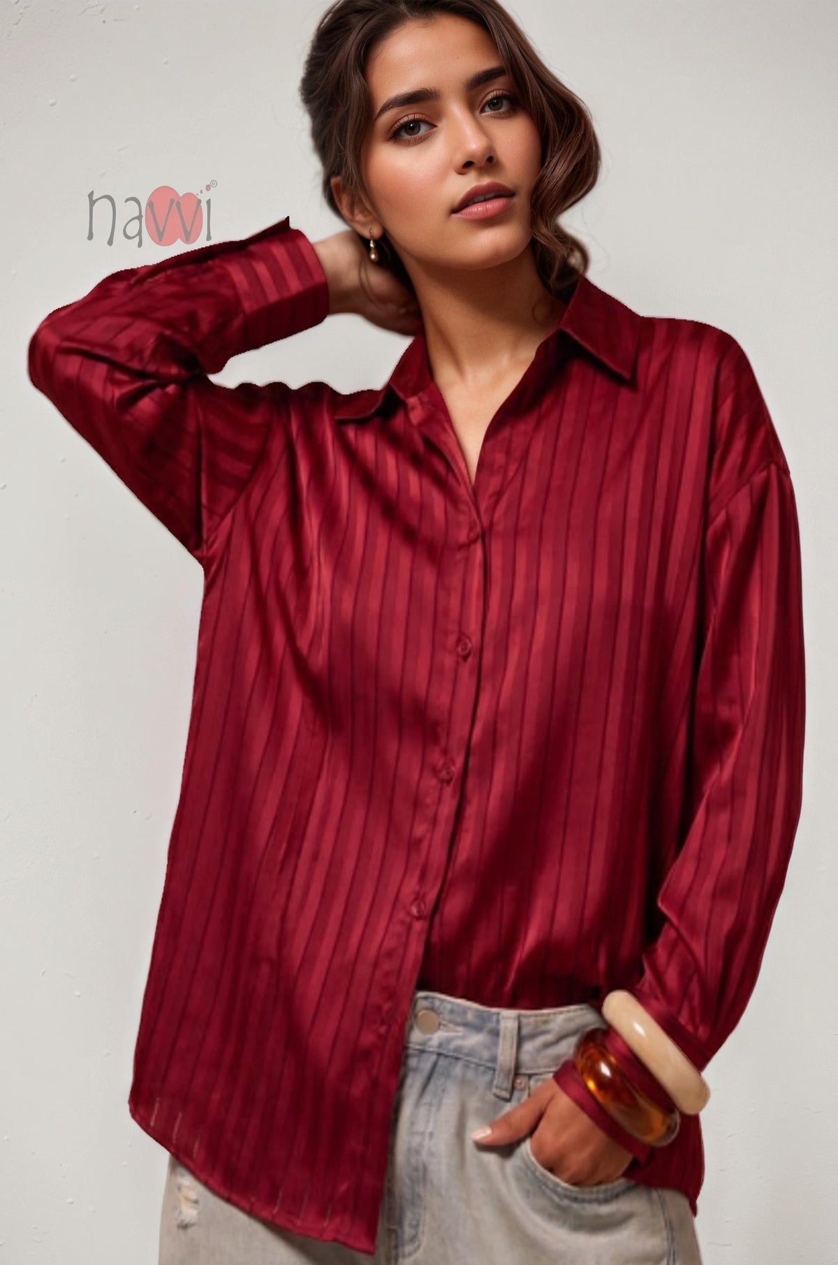 Satin Vertical Striped Shirt