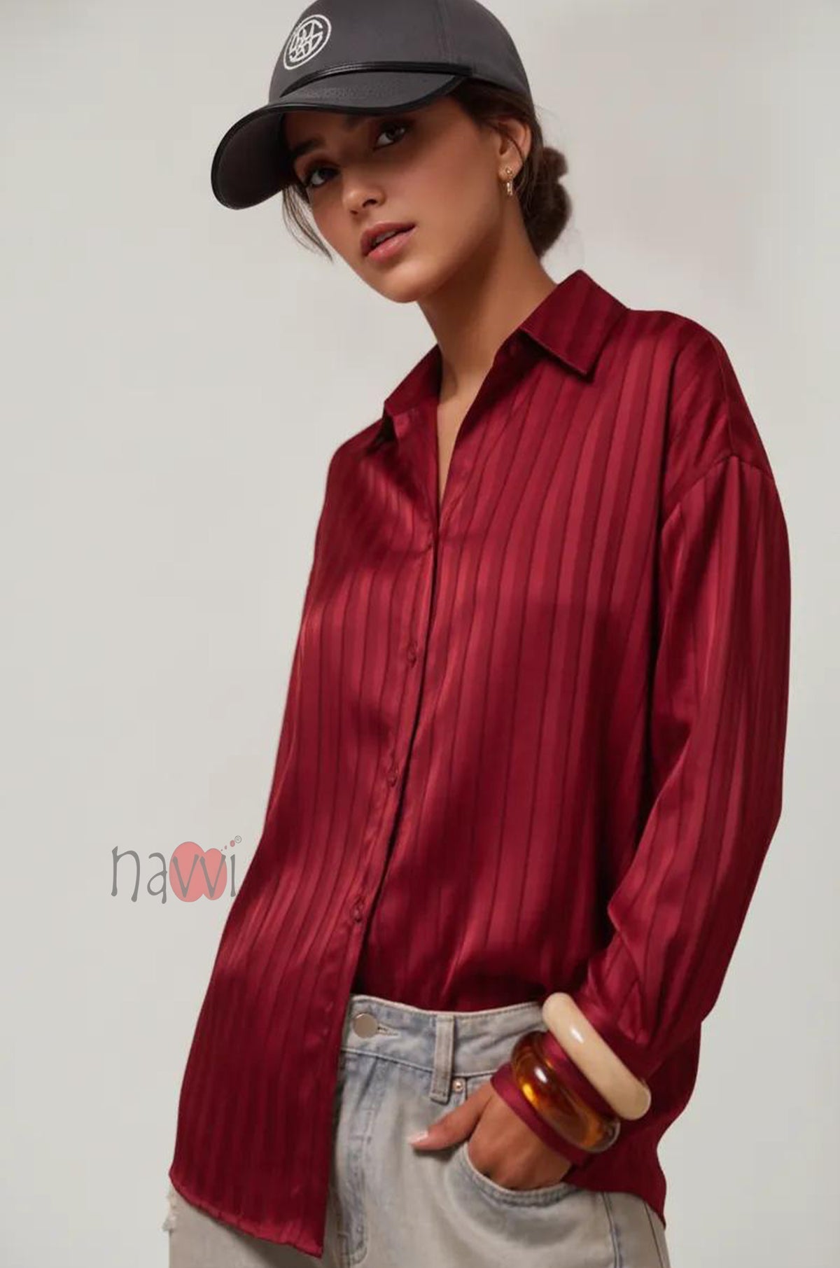 Satin Vertical Striped Shirt