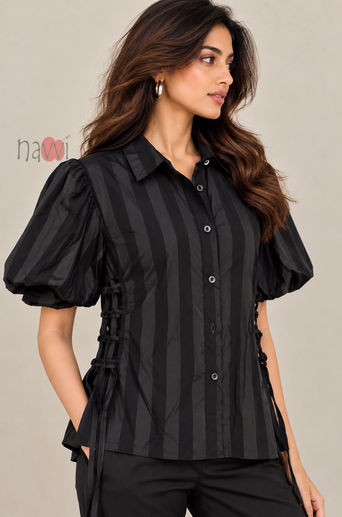 Black Floral Patchwork Shirt