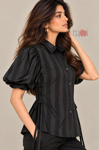 Black Floral Patchwork Shirt