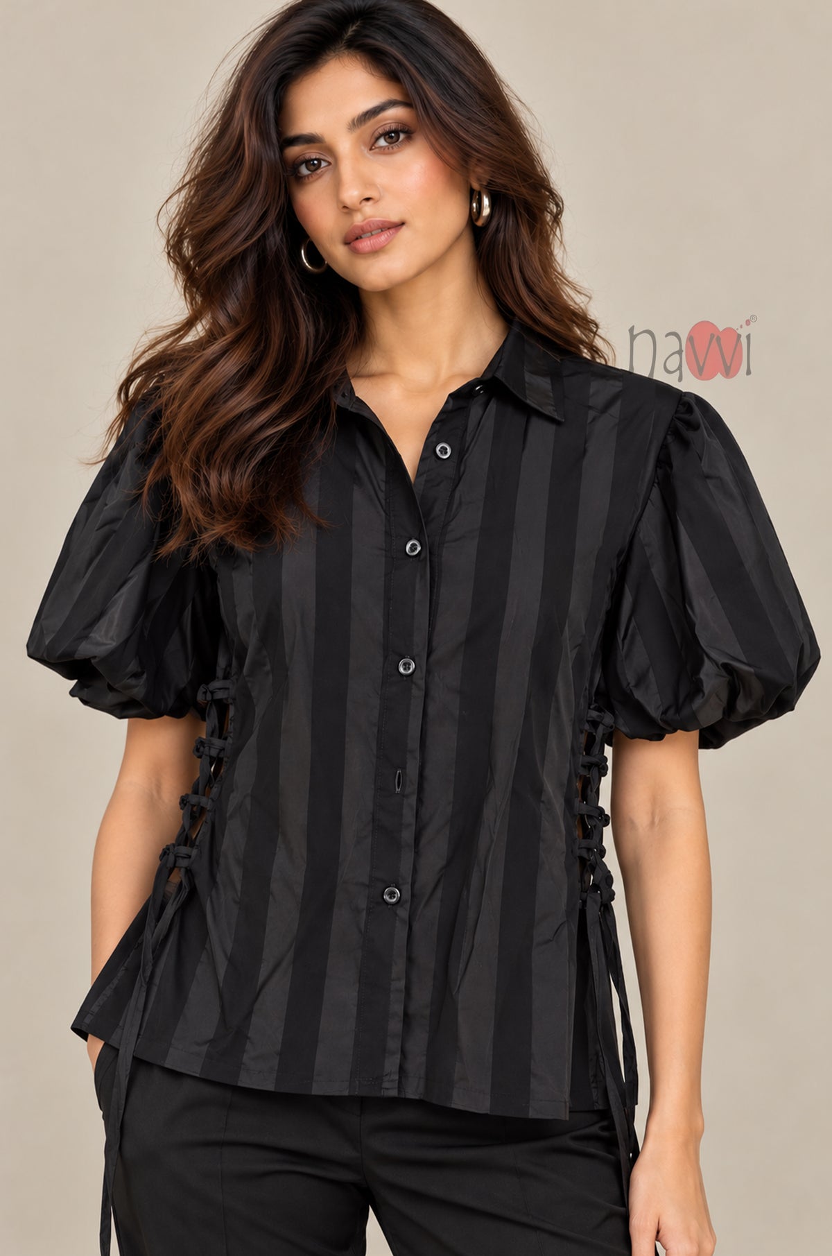 Black Floral Patchwork Shirt