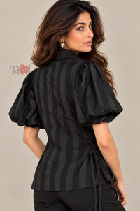 Black Floral Patchwork Shirt