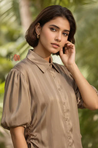 Sandstone Satin Side Tie Top
