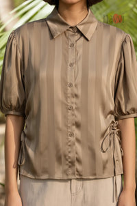 Sandstone Satin Side Tie Top