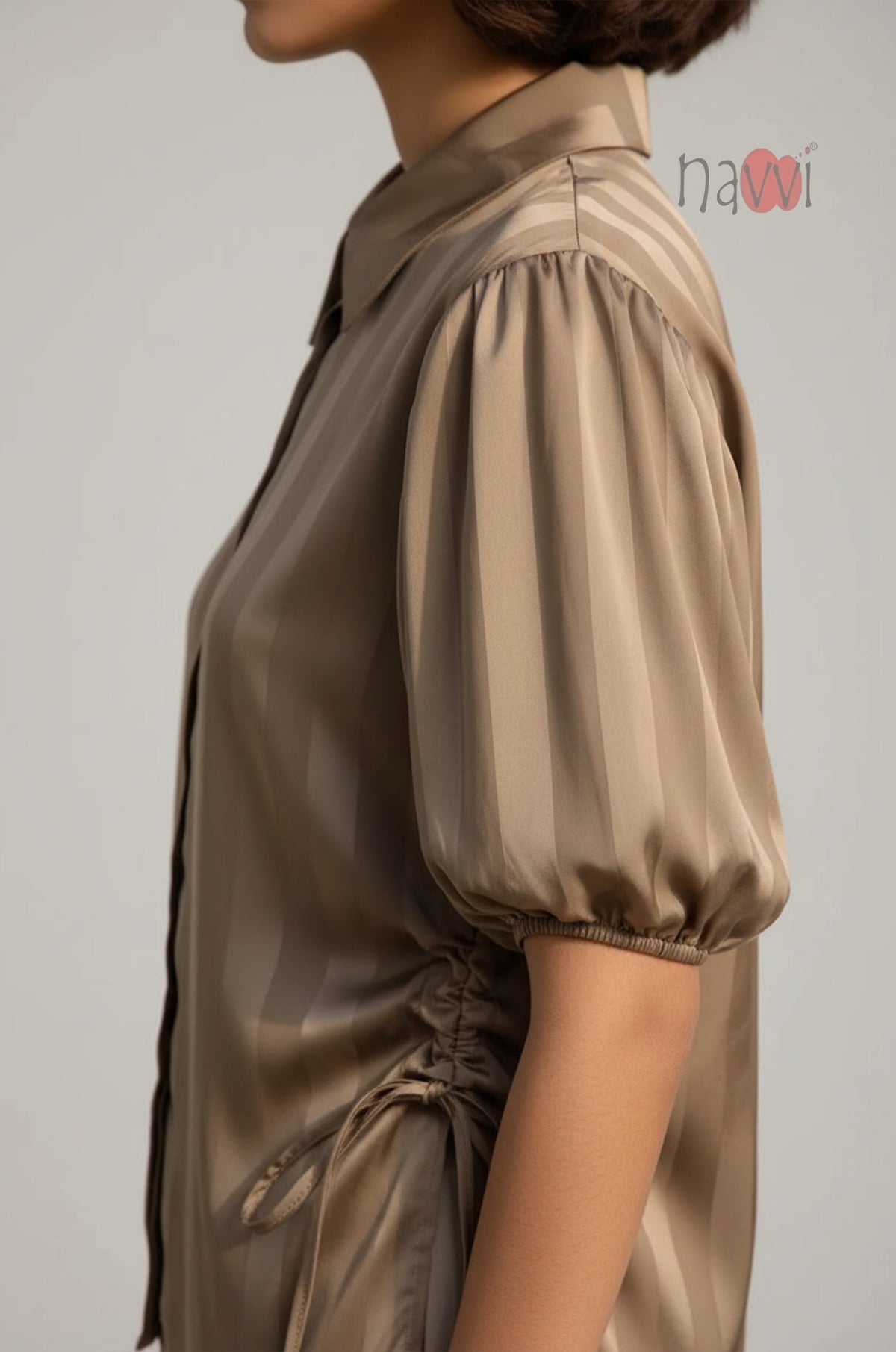 Sandstone Satin Side Tie Top