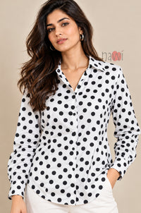 White Muse Polka Blouse