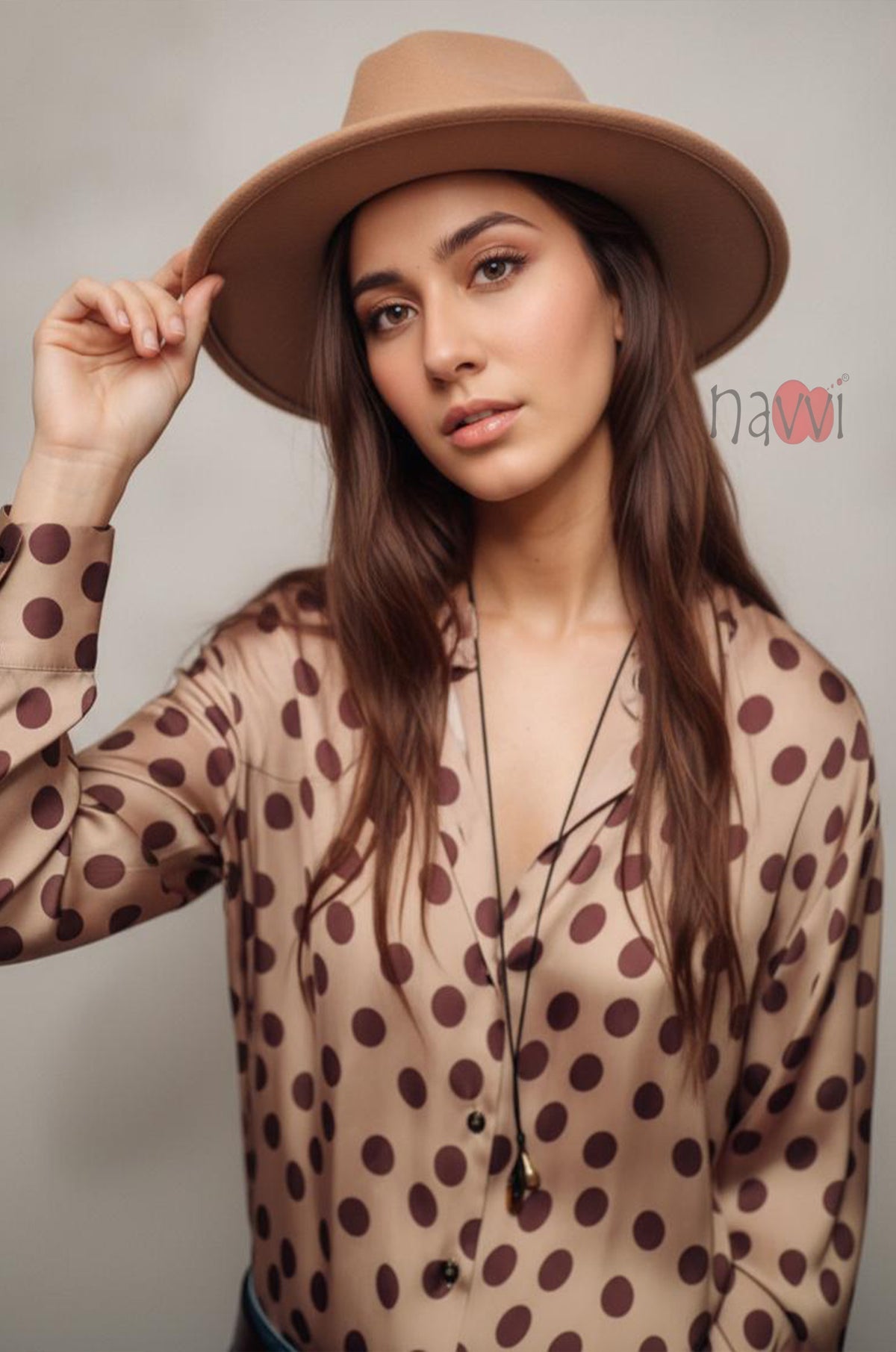 Mocha Muse Polka Blouse