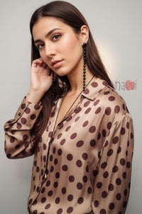 Mocha Muse Polka Blouse