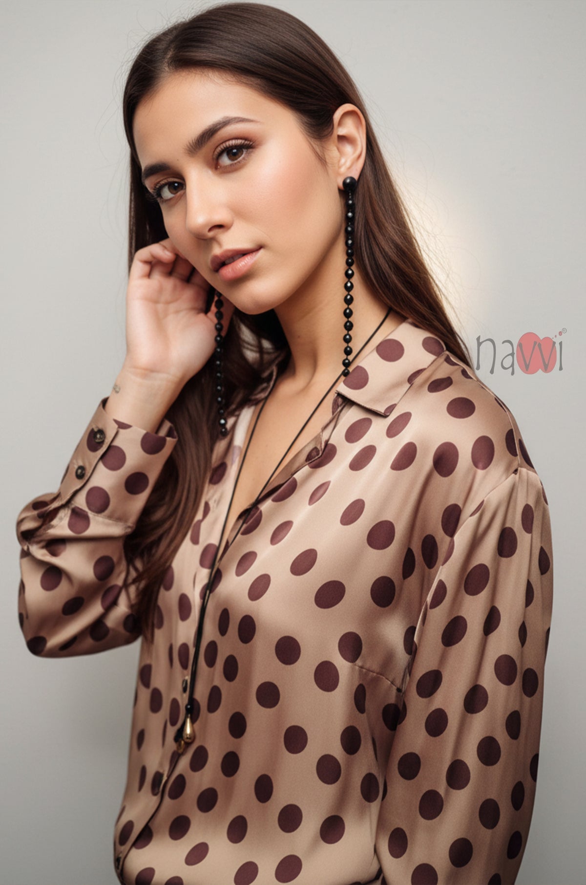 Mocha Muse Polka Blouse