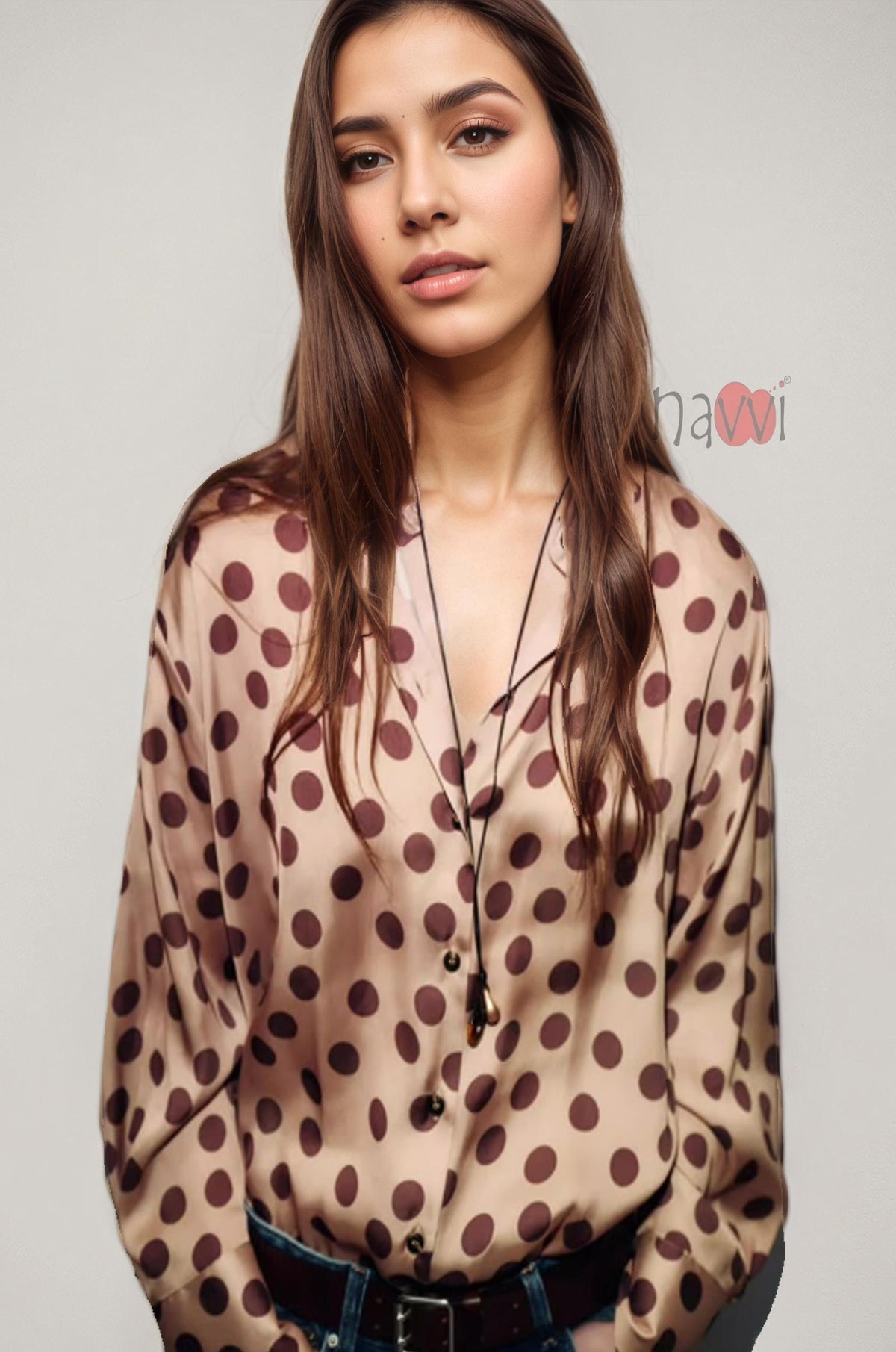 Mocha Muse Polka Blouse
