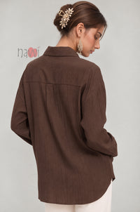 Brown Floral Patchwork Shirt