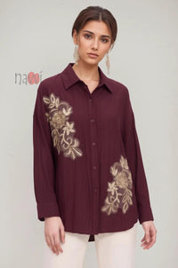 Wine Regal Embroidered Shirt