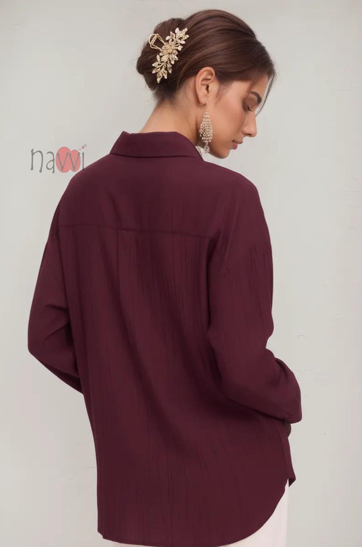 Wine Regal Embroidered Shirt