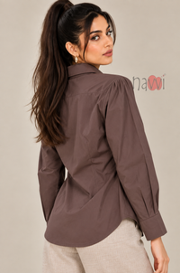 Brown Floral Applique Shirt