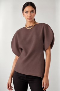 Muted Taupe Sculpted Boatneck Top