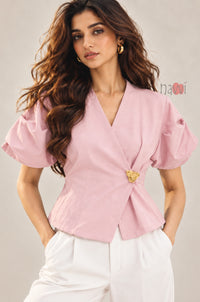 Pink Muse Top with Brooch