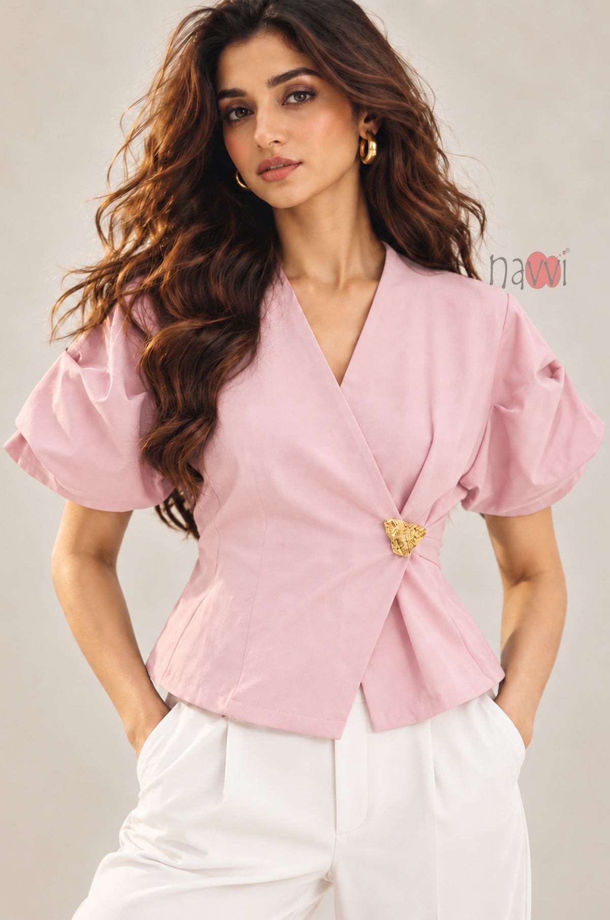 Pink Muse Top with Brooch