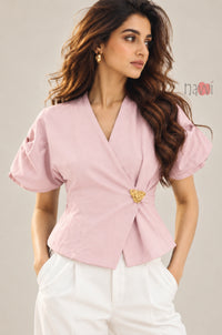 Pink Muse Top with Brooch