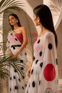 Polka Dots Circles Designer Saree