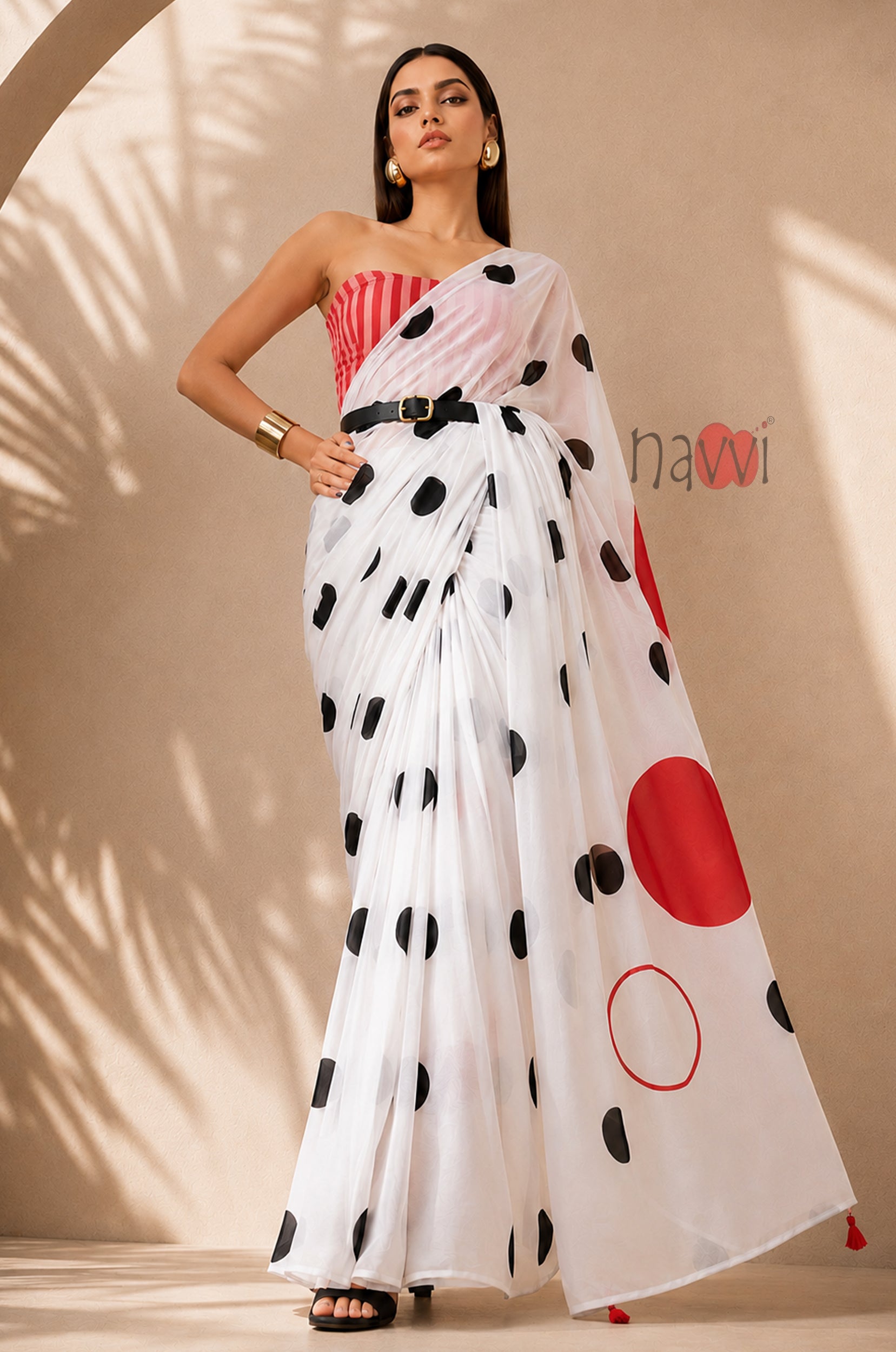 Polka Dots Circles Designer Saree