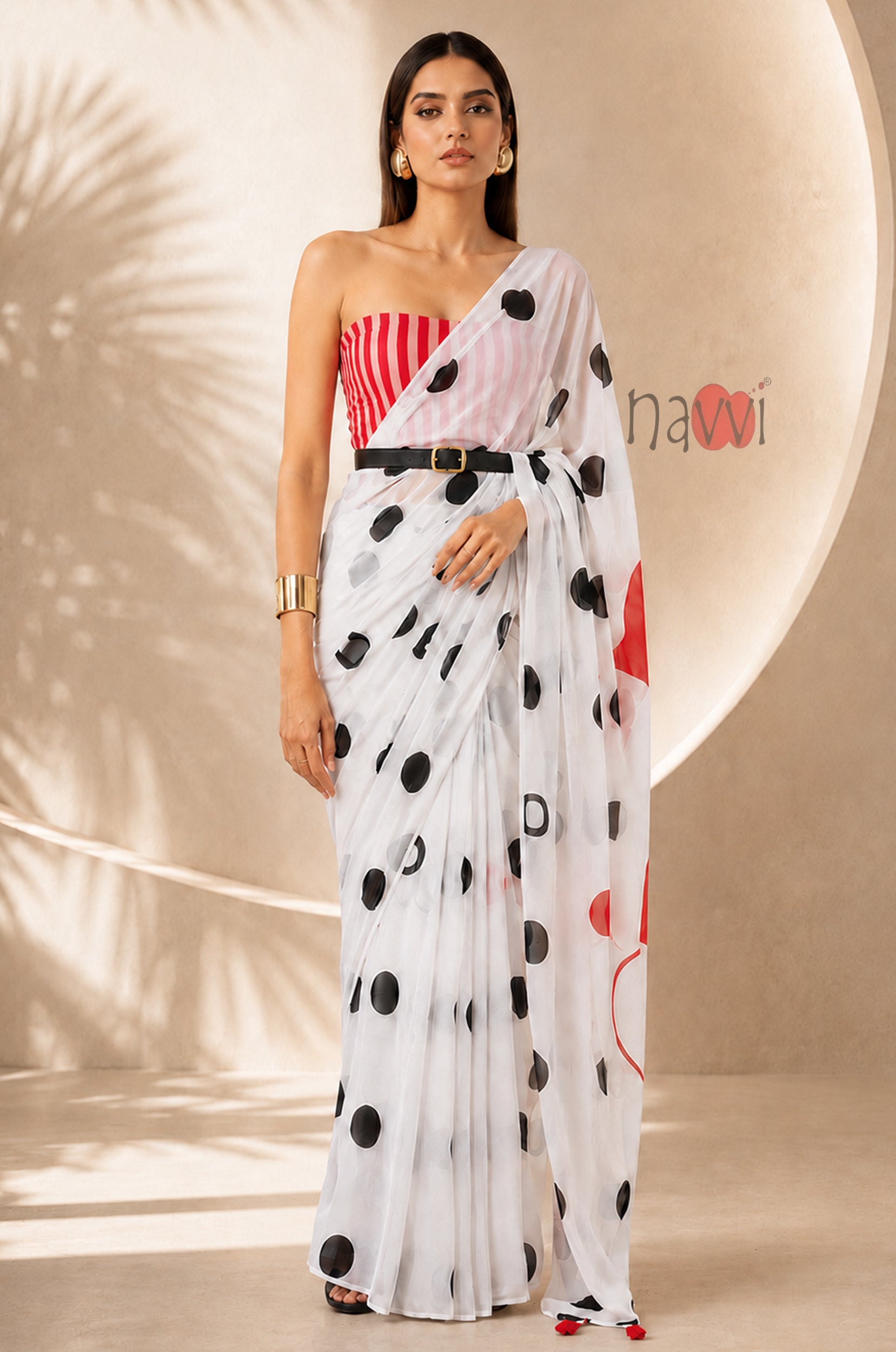Polka Dots Circles Designer Saree