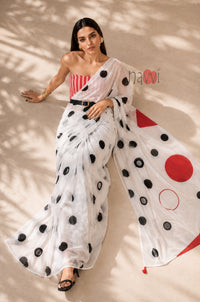 Polka Dots Circles Designer Saree