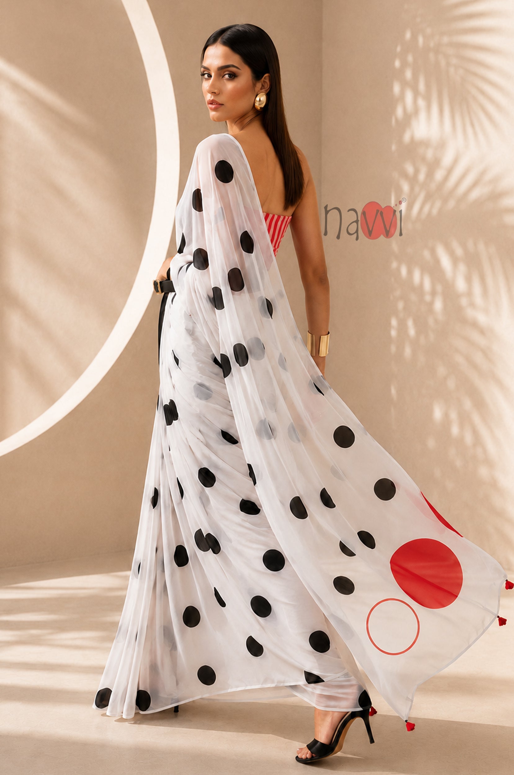 Polka Dots Circles Designer Saree
