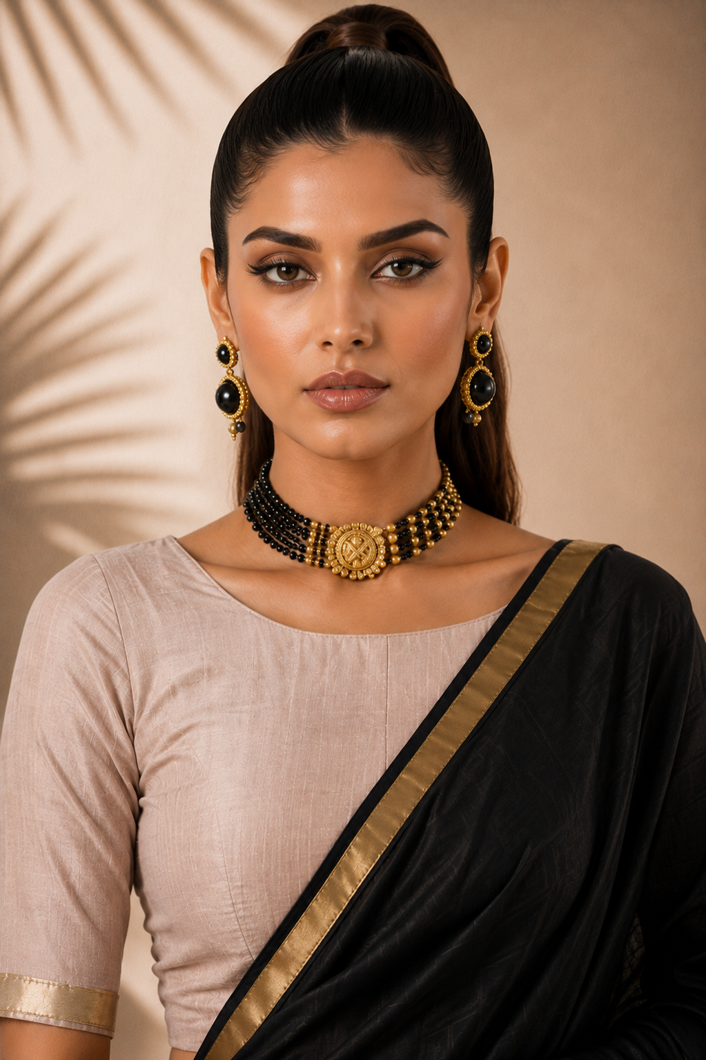 Noir Gold Border Saree