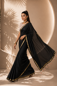 Noir Gold Border Saree