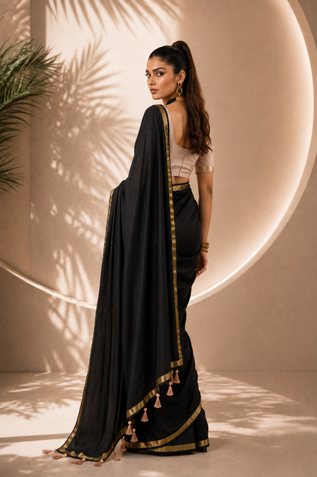 Noir Gold Border Saree