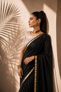 Noir Gold Border Saree