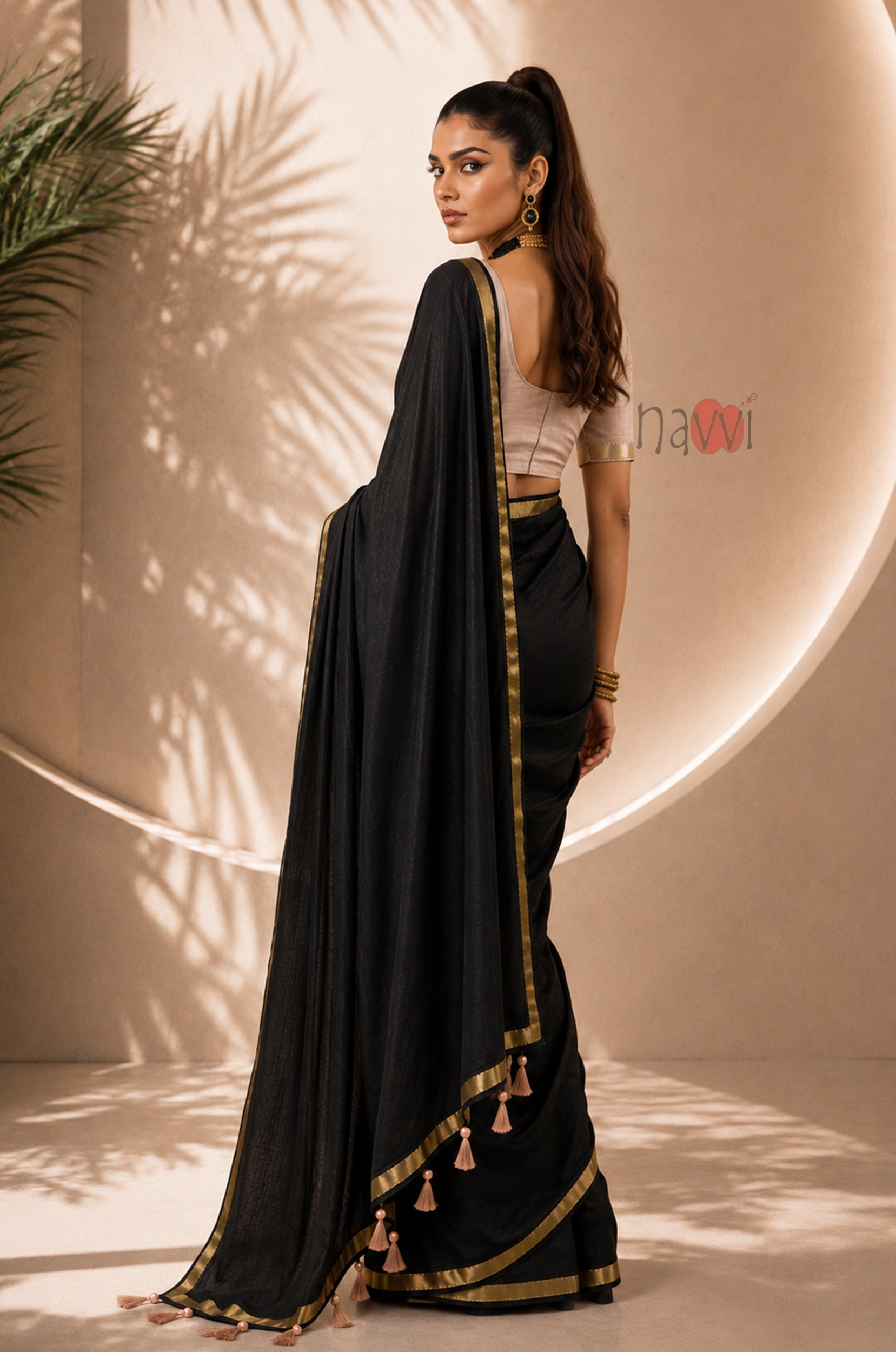 Noir Gold Border Saree