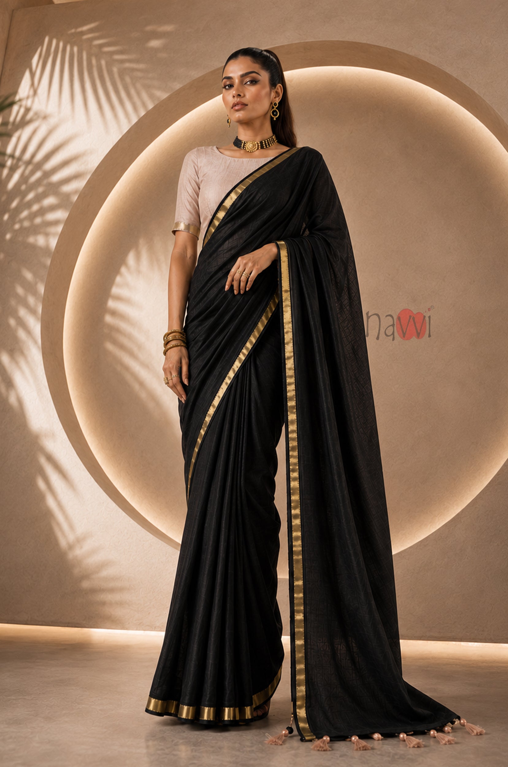 Noir Gold Border Saree