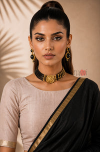 Noir Gold Border Saree