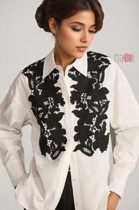 Noir Petal Embroidered Shirt