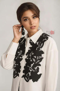 Noir Petal Embroidered Shirt