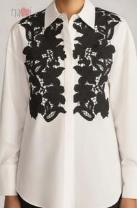 Noir Petal Embroidered Shirt