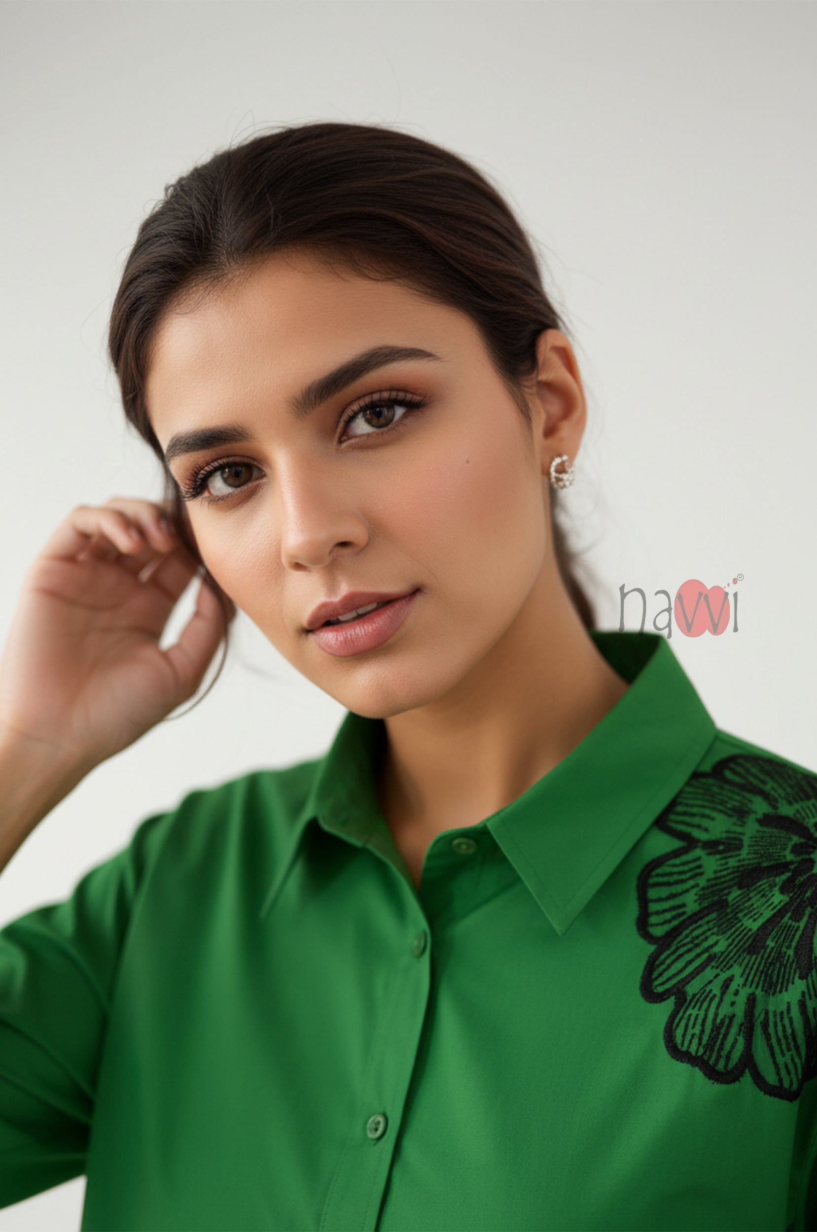 Emerald Bloom Asymmetrical Tunic Shirt