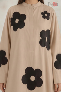 Beige Floral Printed Long Kurta