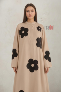Beige Floral Printed Long Kurta