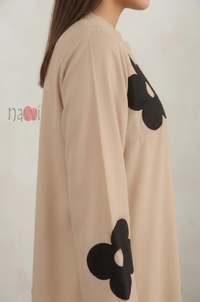 Beige Floral Printed Long Kurta