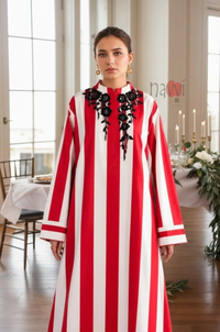 Red & White Striped Long Kurta