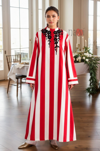 Red & White Striped Long Kurta