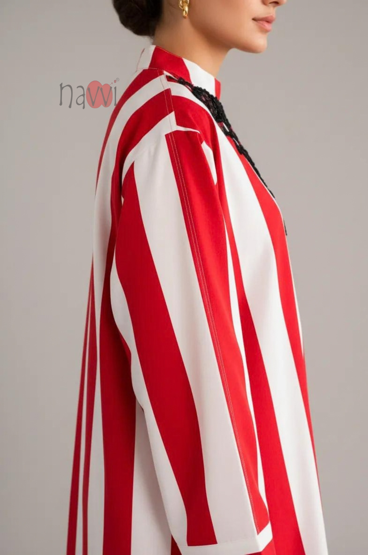 Red & White Striped Long Kurta