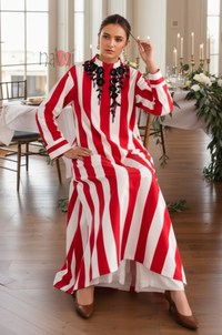 Red & White Striped Long Kurta